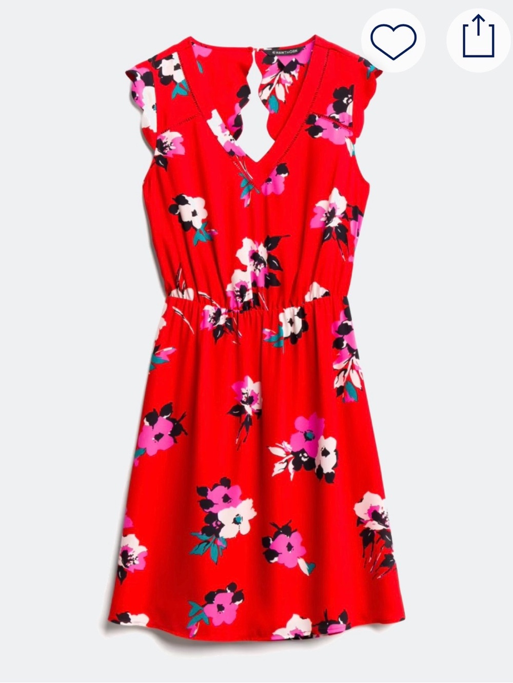41 Hawthorn Red Midnight Scallop Detail Dress
